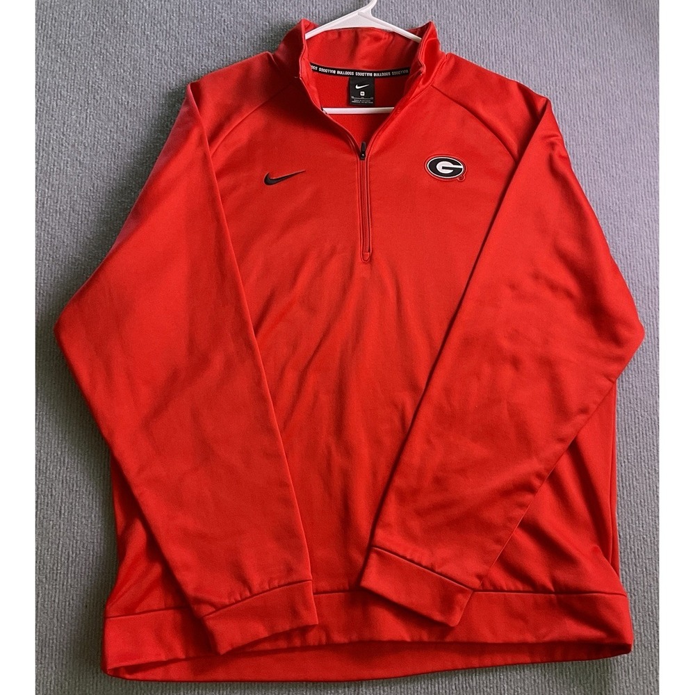 Nike UGA Georgia Bulldogs 1/4 Zip Pullover Red Size XL